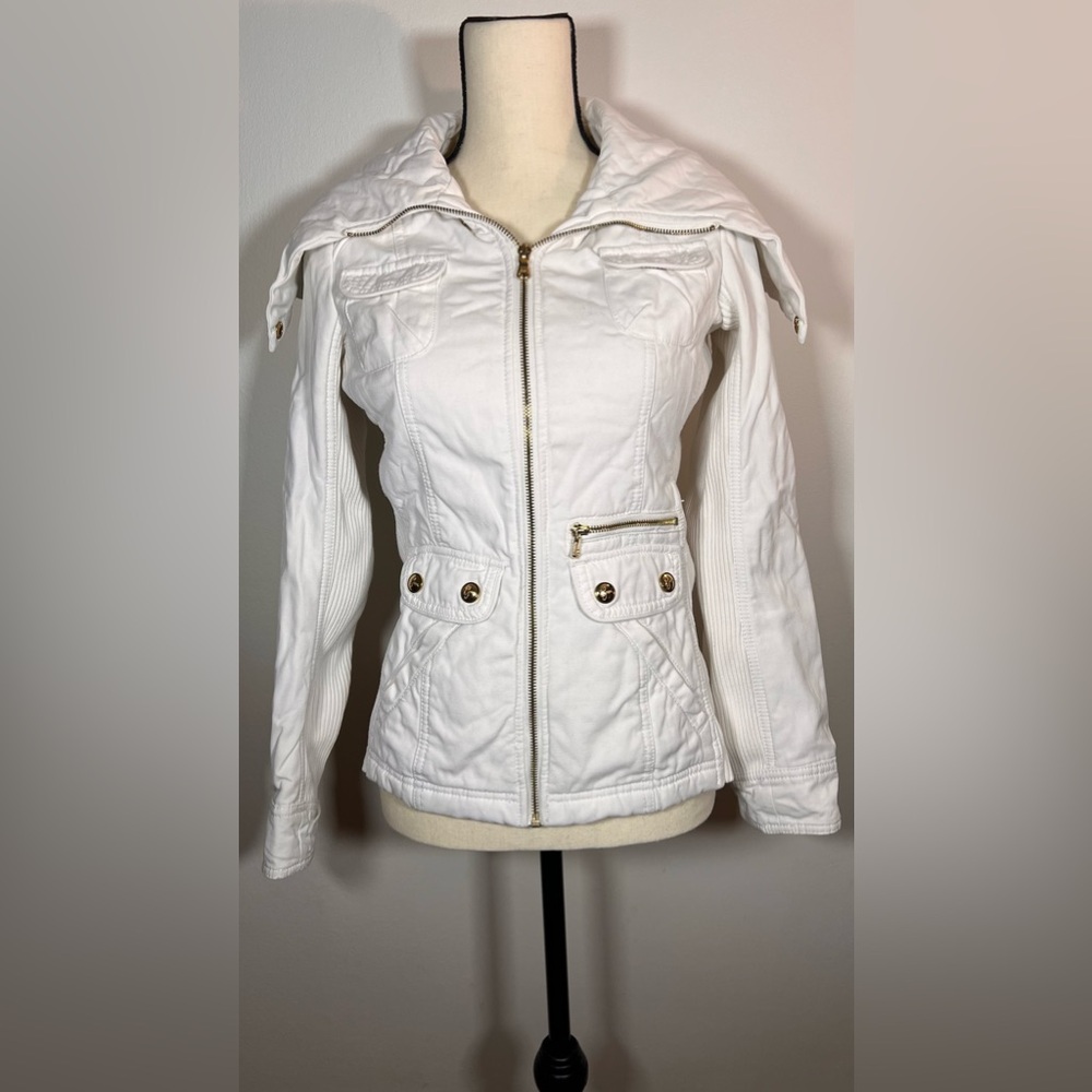 GUESS Denim Cotton White Jacket Size XS
